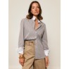 Chemise "La Pivoine" à fines rayures marron - Précieuse