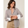 Chemise "La Pivoine" à fines rayures marron - Précieuse