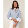 Chemise "La Pivoine" à fines rayures bleues - Rayonnante