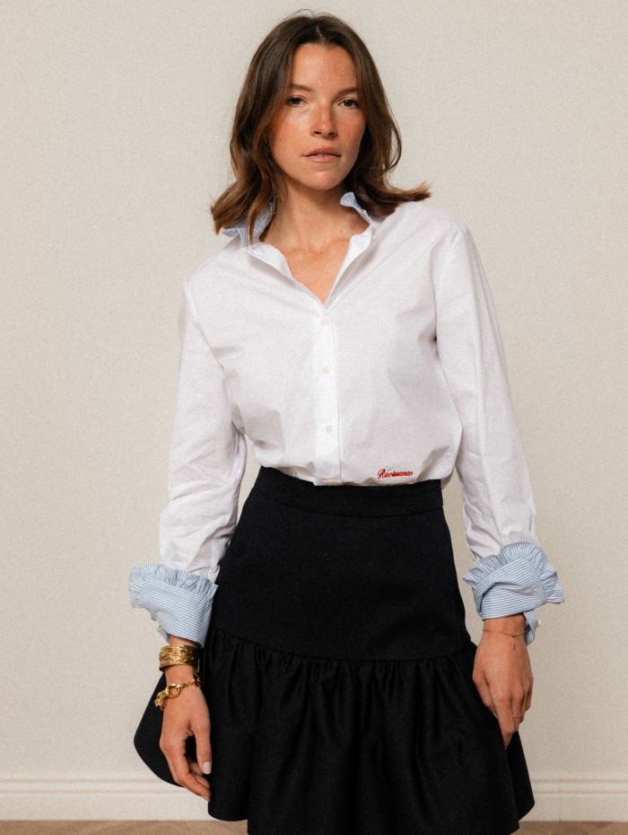 Chemise "La Pivoine" blanche et bleue - Ravissante