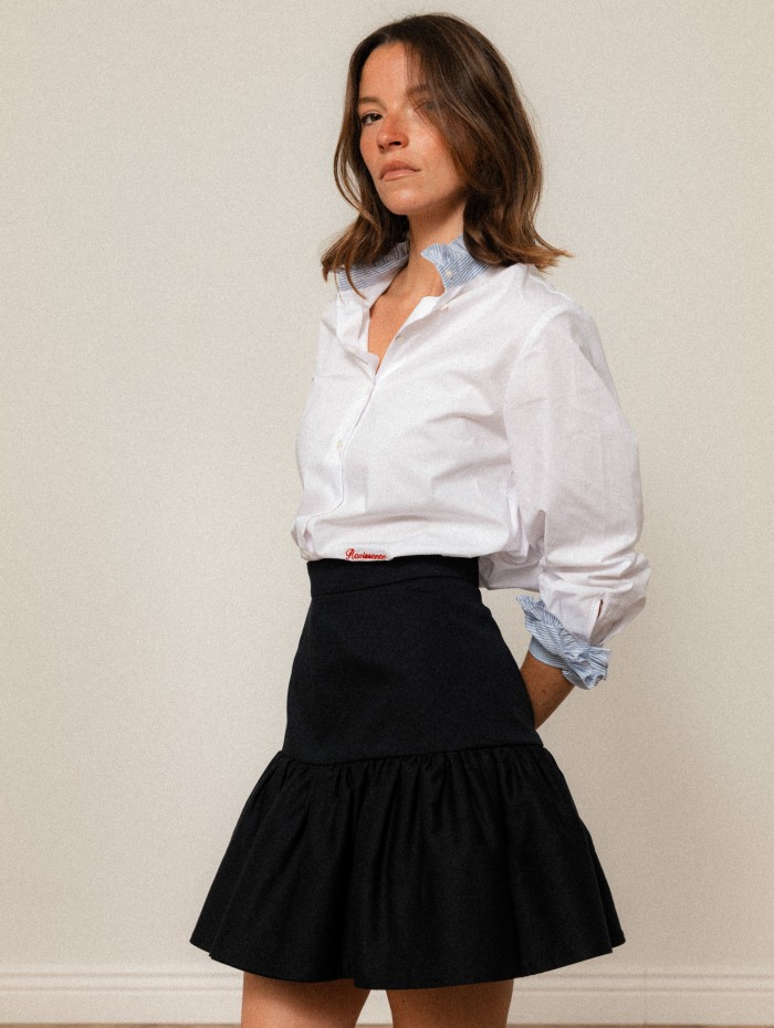 Chemise "La Pivoine" blanche et bleue - Ravissante