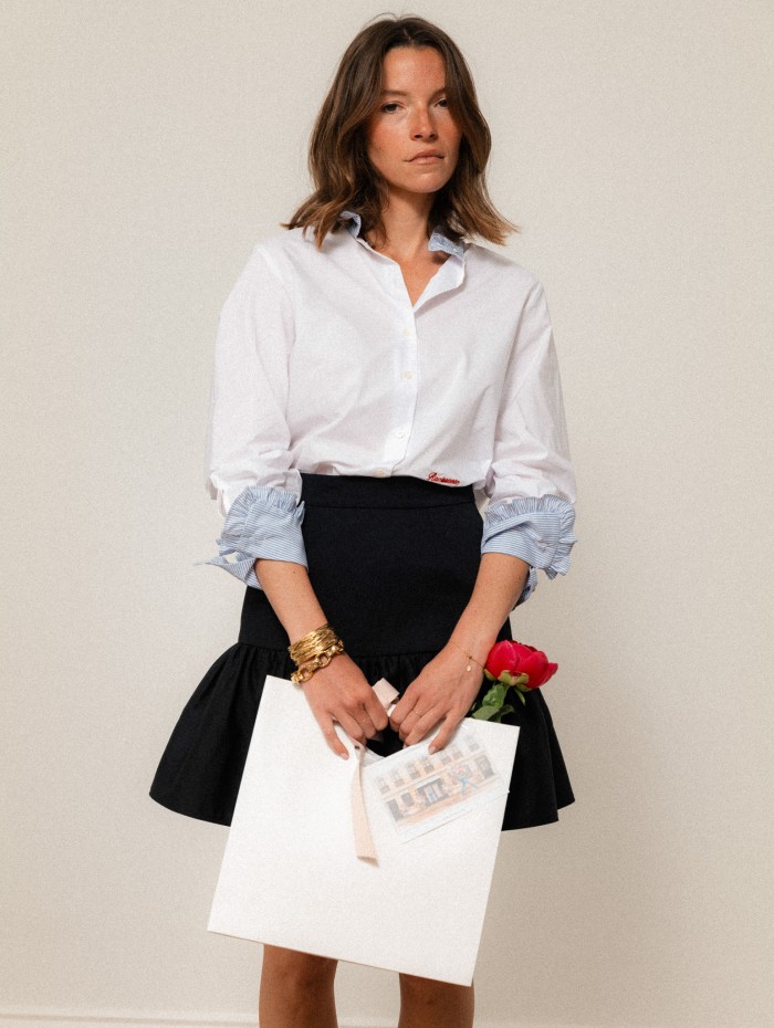Chemise "La Pivoine" blanche et bleue - Ravissante