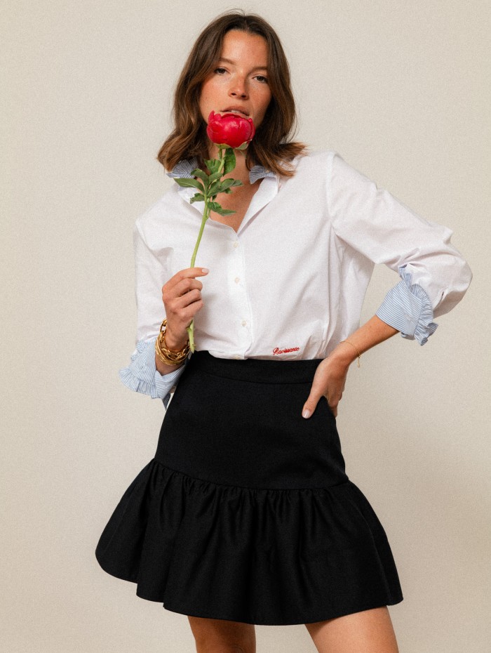 Chemise "La Pivoine" blanche et bleue - Ravissante