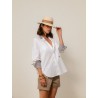 Chemise "La Pivoine" blanche et marron - Inspirante
