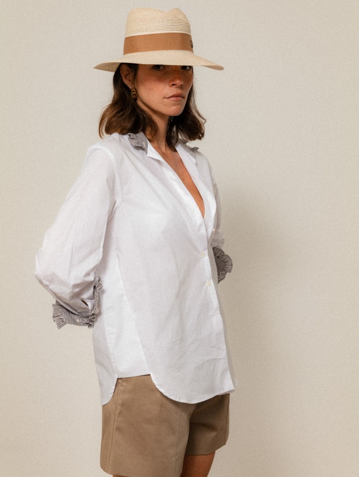Chemise "La Pivoine" blanche et marron - Inspirante