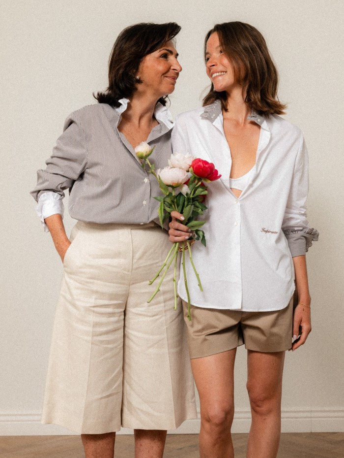 Chemise "La Pivoine" blanche et marron - Inspirante