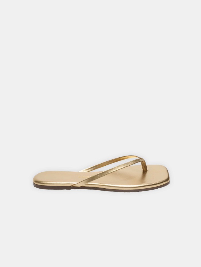 Tongs dorées à bout carré - Toe lily or - Tkees