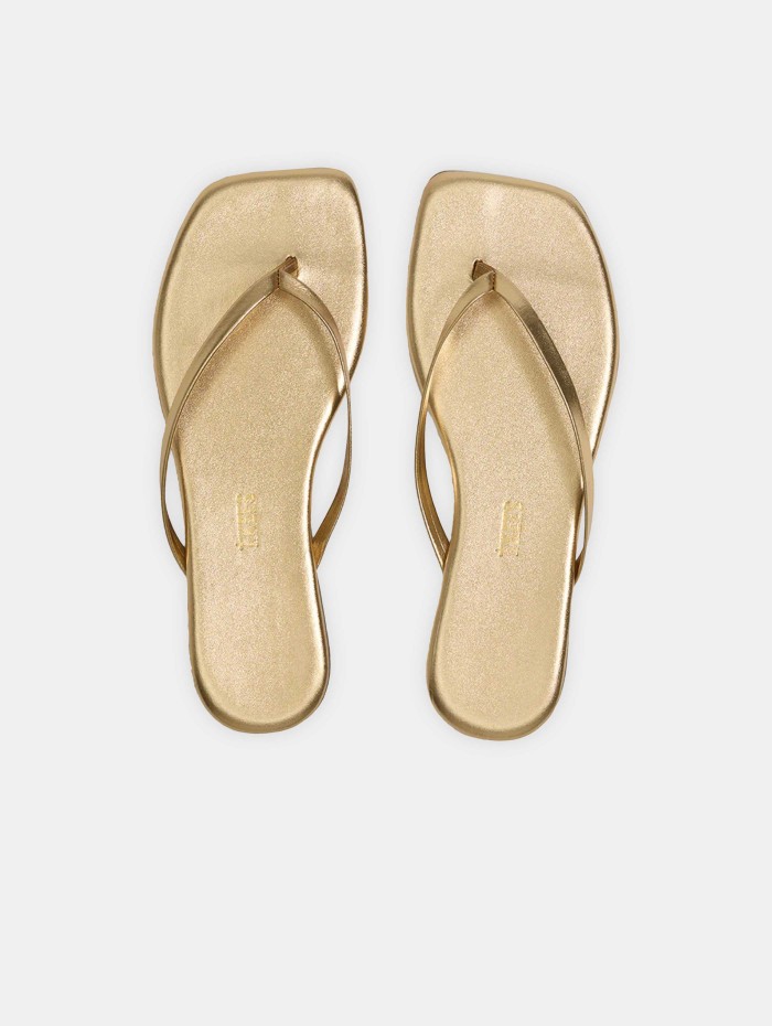 Tongs dorées à bout carré - Toe lily or - Tkees