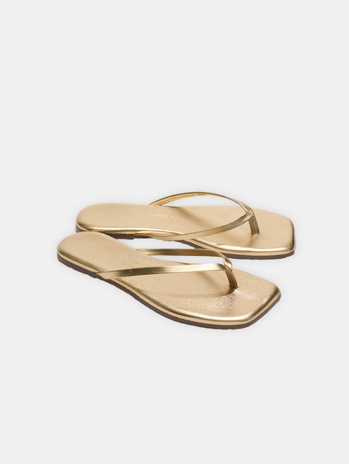Tongs dorées à bout carré - Toe lily or - Tkees