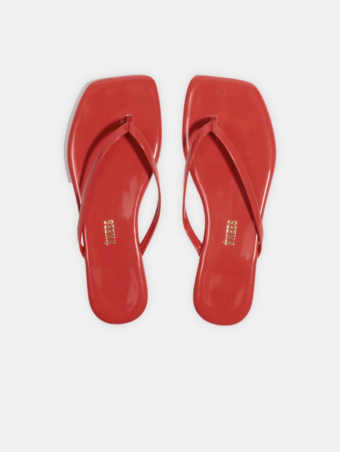 Tongs rouges vernies - Square toe lilly - Tkees