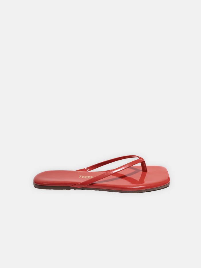 Tongs rouges vernies - Square toe lilly - Tkees