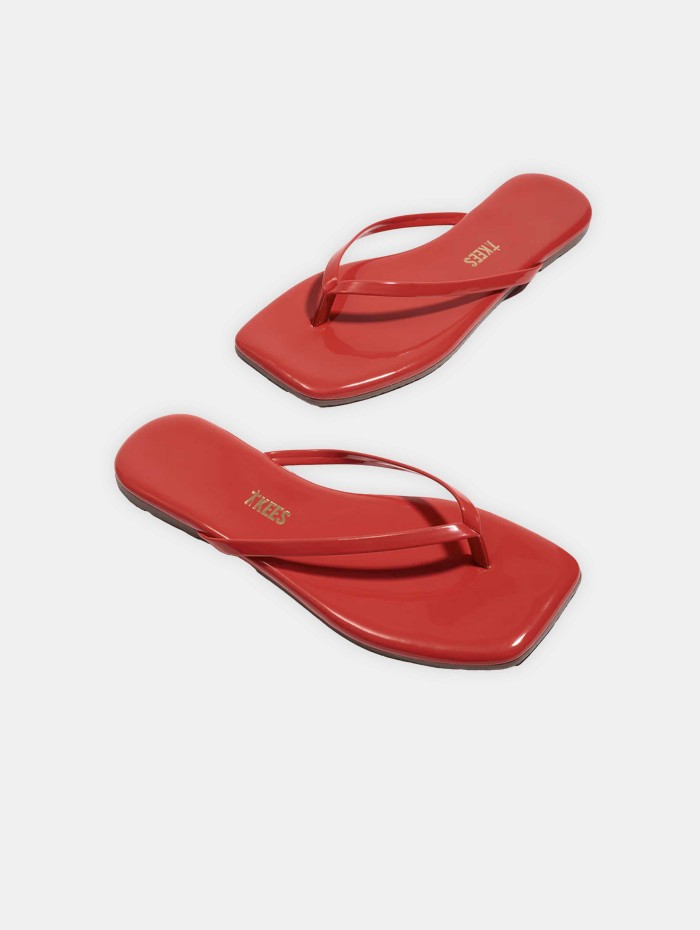 Tongs rouges vernies - Square toe lilly - Tkees