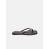 Tongs en cuir chocolat crocodile - Square toe croco - Tkees