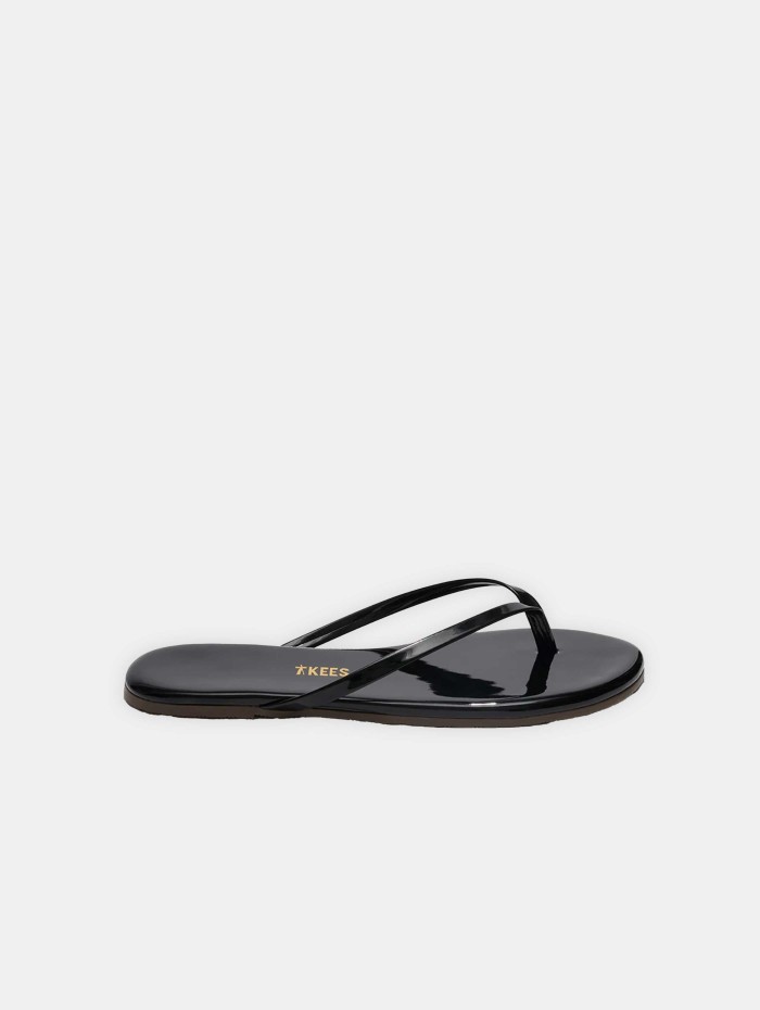 Tongs vernies en cuir noires - Glosses - Tkees