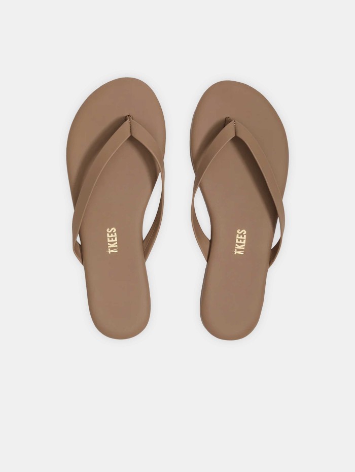 Tongs en cuir sable - Boyfriend - Tkees