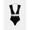 Maillot de bain col v noir et crème - Keops - Maiô Paris
