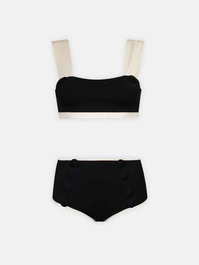 Maillot de bain noir et crème - Alma - Maiô Paris