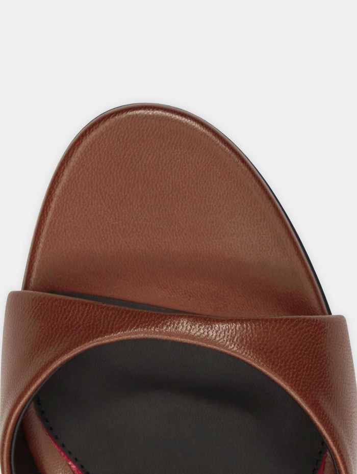 Mules à talons en cuir chocolat - Lidylle 85 - Maison Ernest
