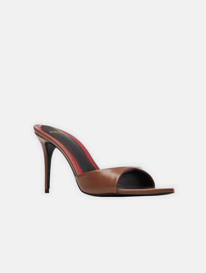 Mules à talons en cuir chocolat - Lidylle 85 - Maison Ernest