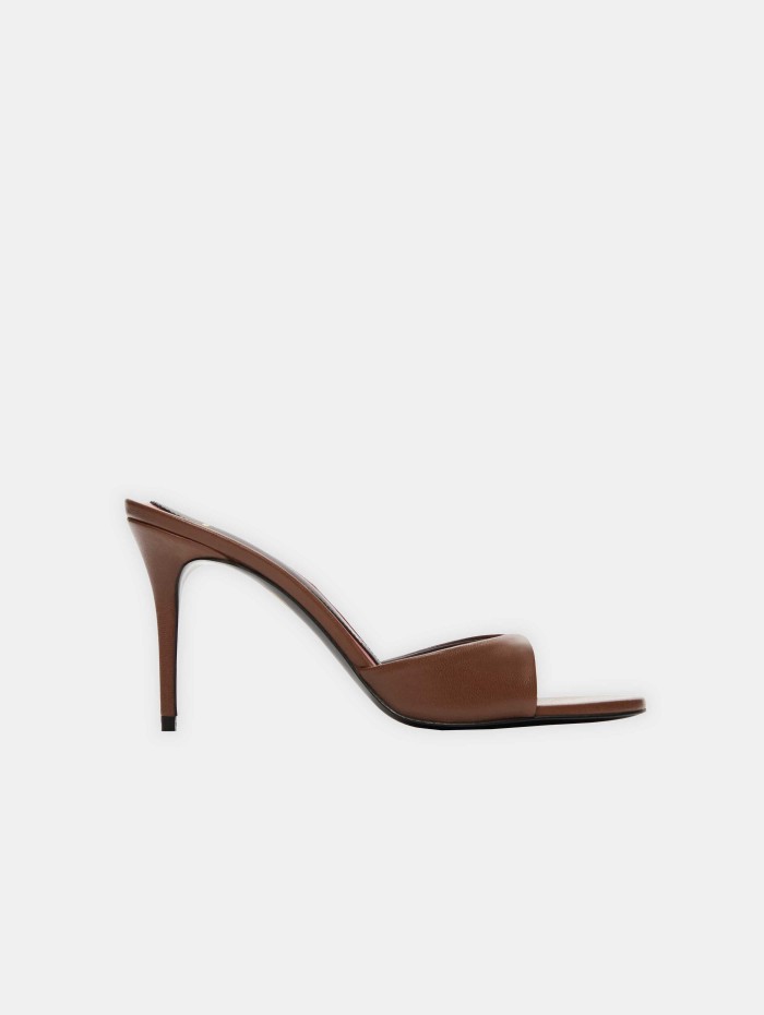 Mules à talons en cuir chocolat - Lidylle 85 - Maison Ernest