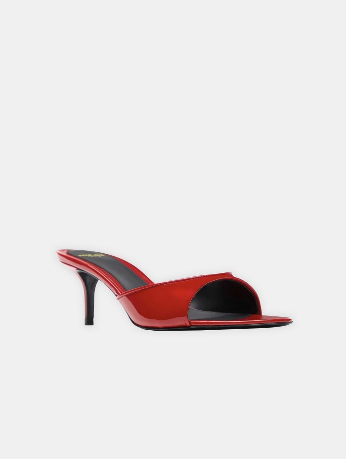 Mules en cuir vernis rouge - Lidylle 55 - Maison Ernest