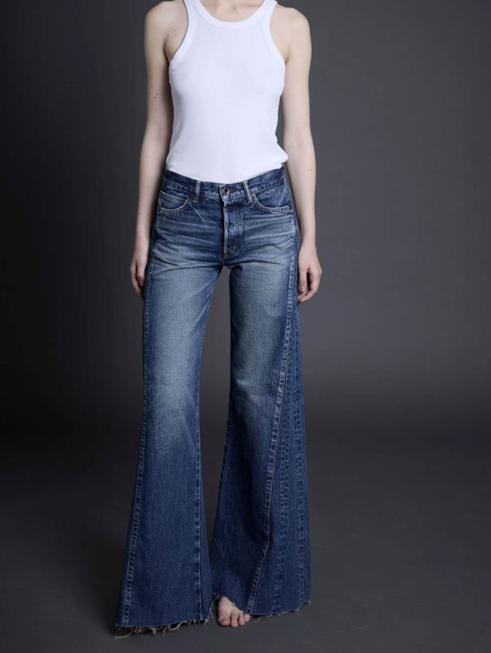 Jean wild leg en denim japonais - Katano wild horses - Boro denim