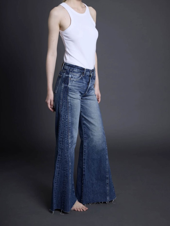 Jean wild leg en denim japonais - Katano wild horses - Boro denim