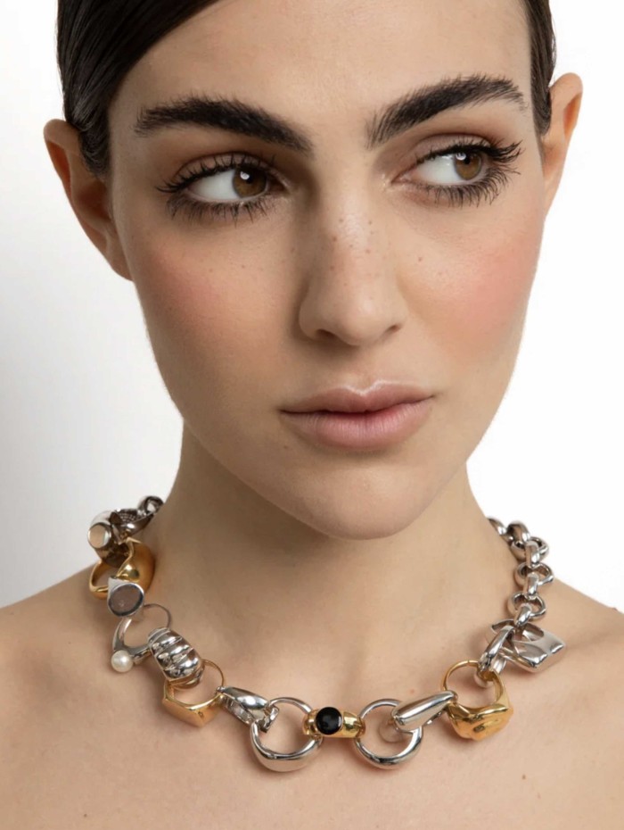 Collier anneaux entrelacés bicolore - Venus - Vivynrosa