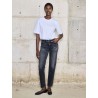 Jean tapered en toile japonaise noire délavée - Okayama - Boro denim