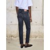 Jean tapered en toile japonaise noire délavée - Okayama - Boro denim