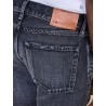 Jean tapered en toile japonaise noire délavée - Okayama - Boro denim