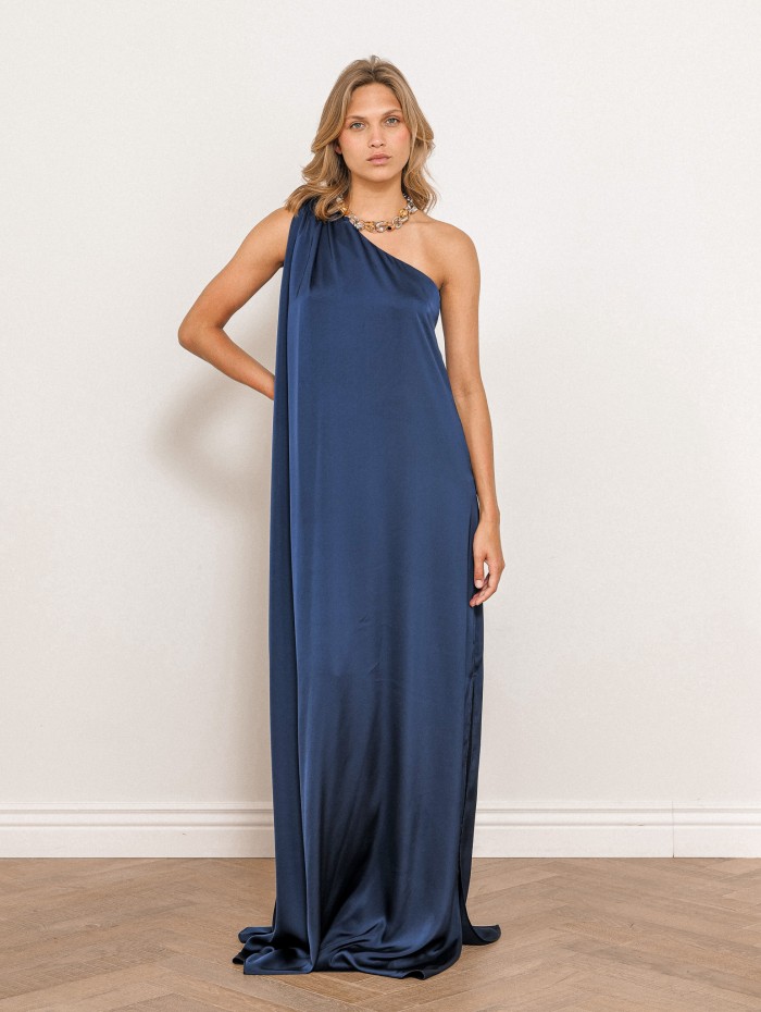 Robe charmeuse une épaule navy - Mona - 26 Avenue