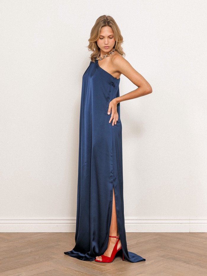 Robe charmeuse une épaule navy - Mona - 26 Avenue