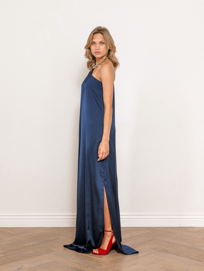 Robe charmeuse une épaule navy - Mona - 26 Avenue