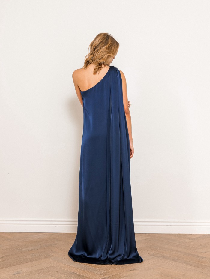 Robe charmeuse une épaule navy - Mona - 26 Avenue