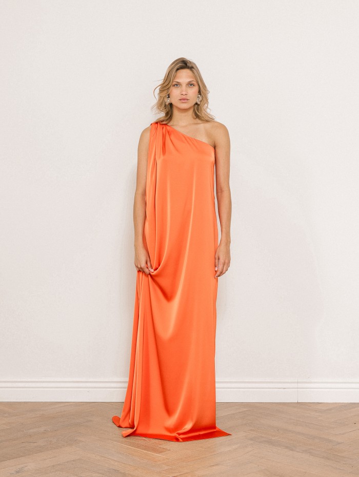 Robe charmeuse une épaule mandarine - Mona - 26 Avenue