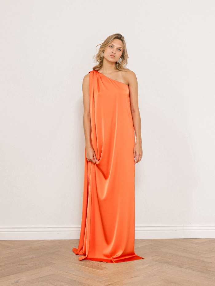 Robe charmeuse une épaule mandarine - Mona - 26 Avenue