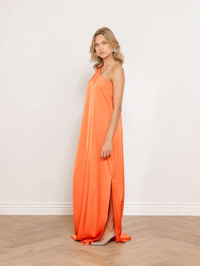 Robe charmeuse une épaule mandarine - Mona - 26 Avenue