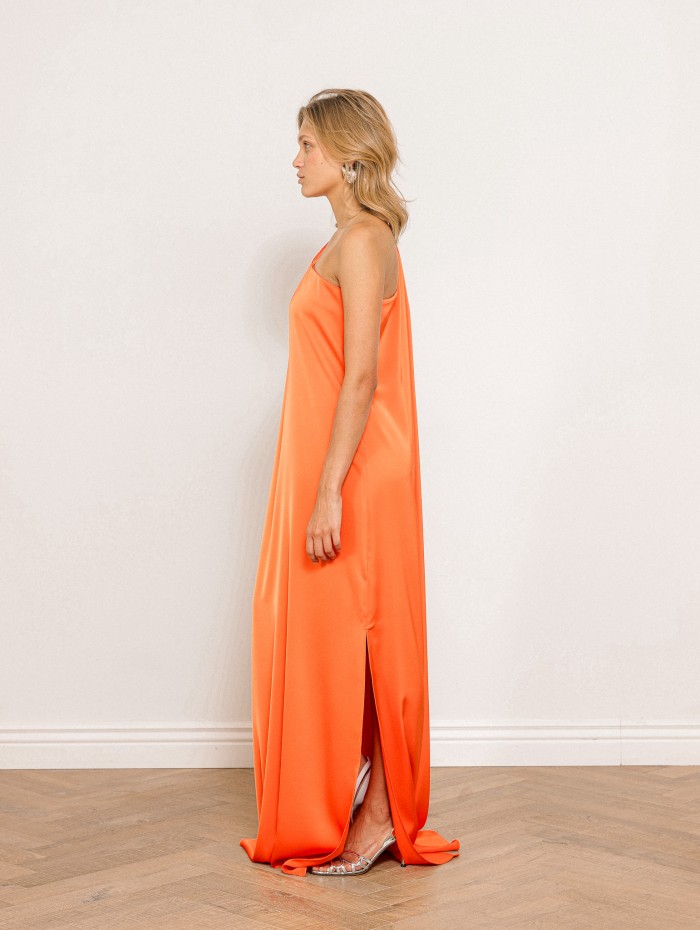 Robe charmeuse une épaule mandarine - Mona - 26 Avenue