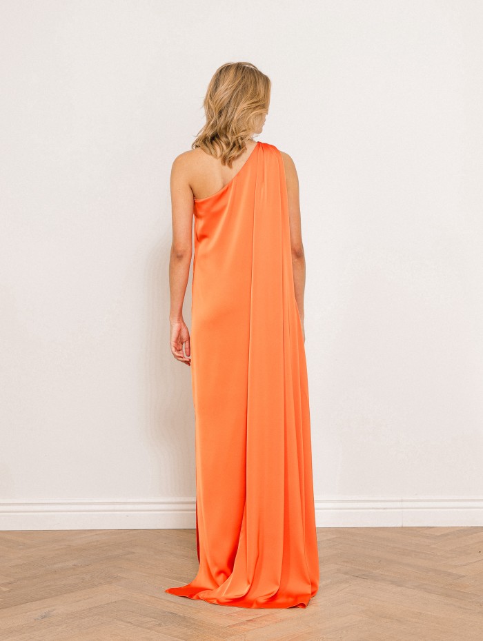 Robe charmeuse une épaule mandarine - Mona - 26 Avenue