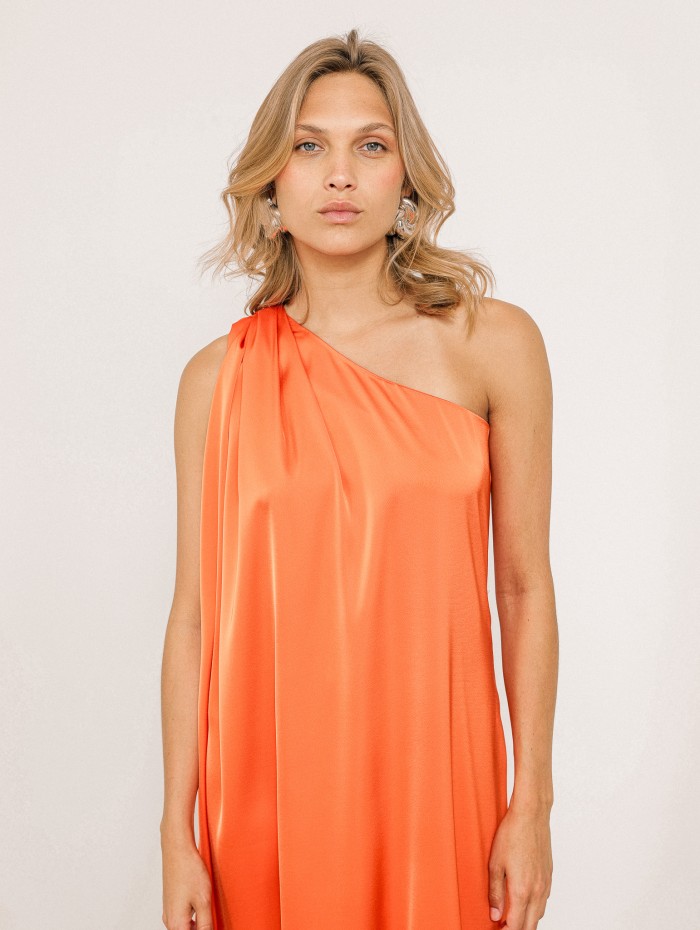Robe charmeuse une épaule mandarine - Mona - 26 Avenue