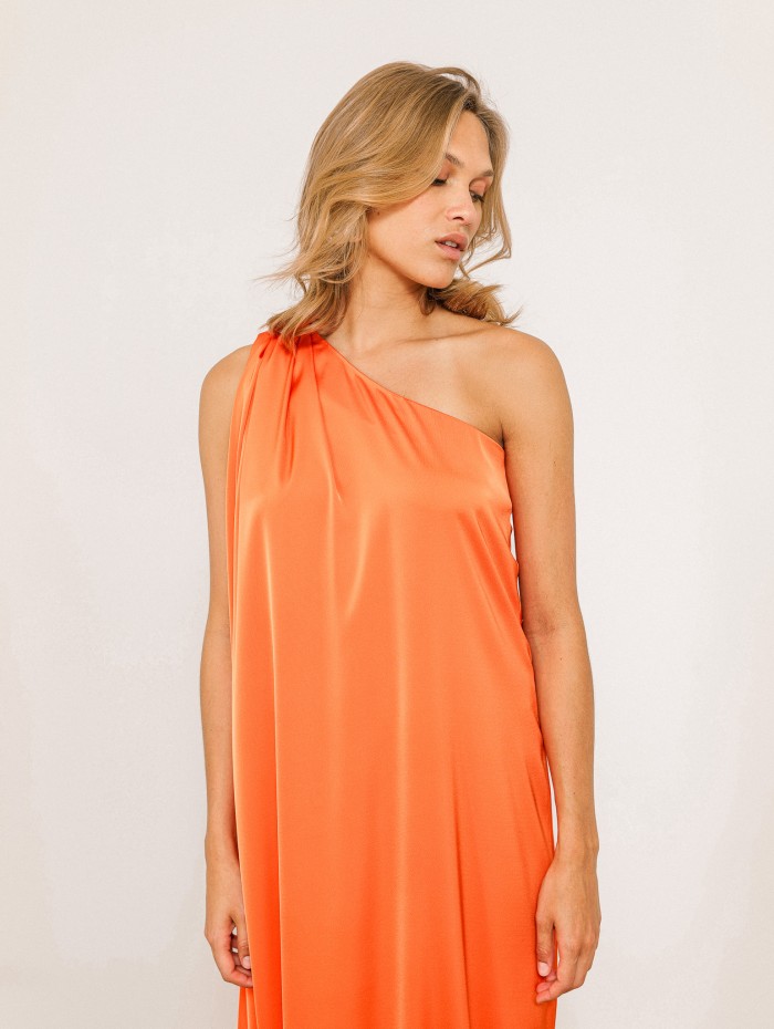 Robe charmeuse une épaule mandarine - Mona - 26 Avenue
