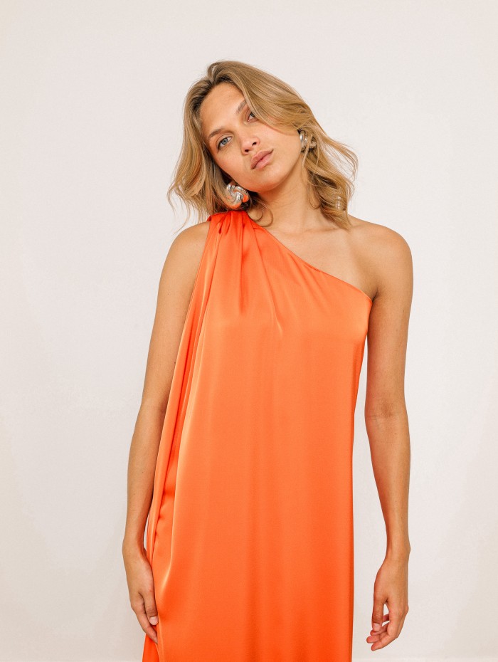 Robe charmeuse une épaule mandarine - Mona - 26 Avenue