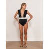 Maillot de bain col v noir et crème - Keops - Maiô Paris