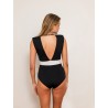 Maillot de bain col v noir et crème - Keops - Maiô Paris