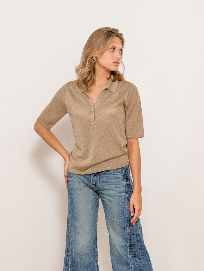 Polo en maille - Gold - Majestic Filatures