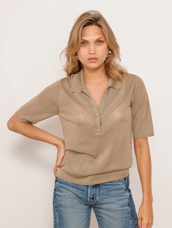 Polo en maille - Gold - Majestic Filatures