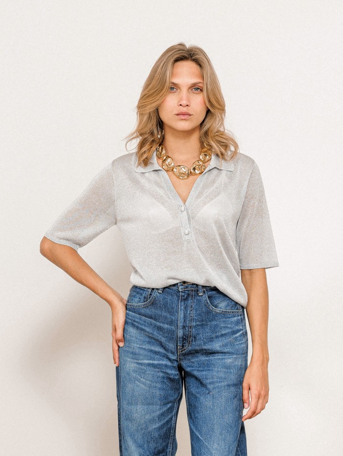 Blouse en maille - Argent - Majestic Filatures