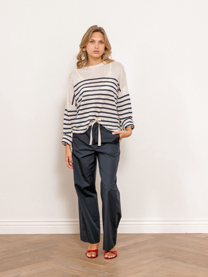 Pantalon en coton droit navy - Smmargento - Max Mara