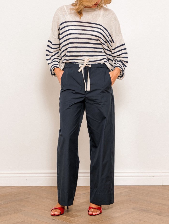 Pantalon en coton droit navy - Smmargento - Max Mara